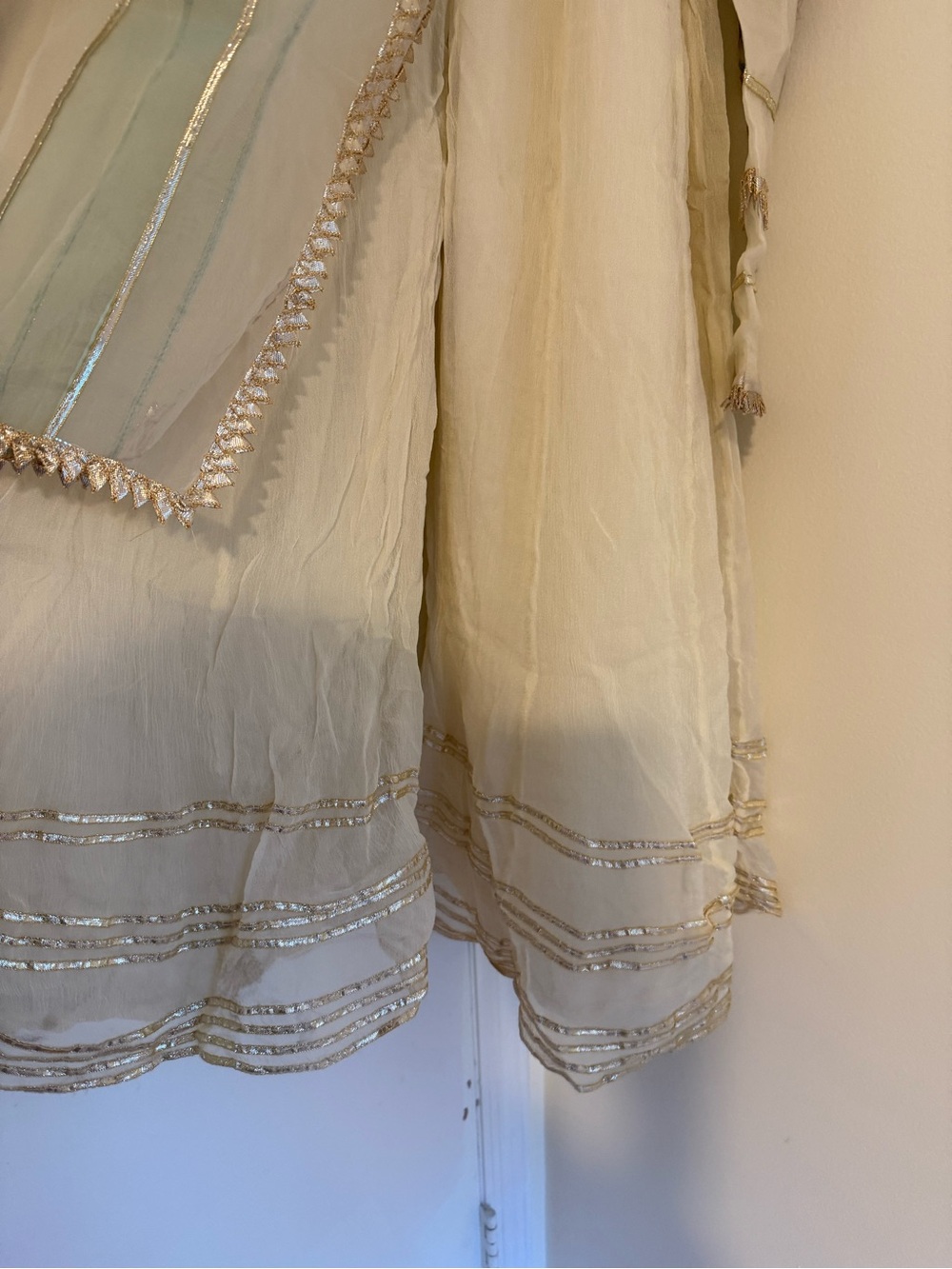 Hem Cream Embroidered Formal Girls Dress with Sheer Dupatta - Picture 11 of 14